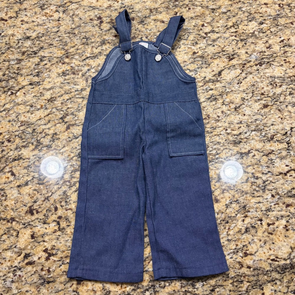 Vintage Sears Toddler Denim Overalls Blue Cotton Blend Dungarees 2T